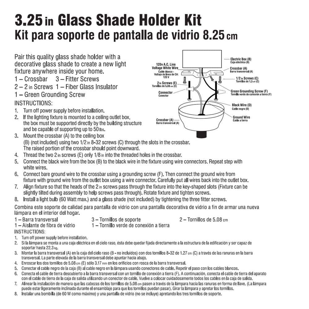Commercial Electric 3-1/4 in. Brushed Nickel Glass Shade Holder Kit for Ceiling Light Fixtures (4)