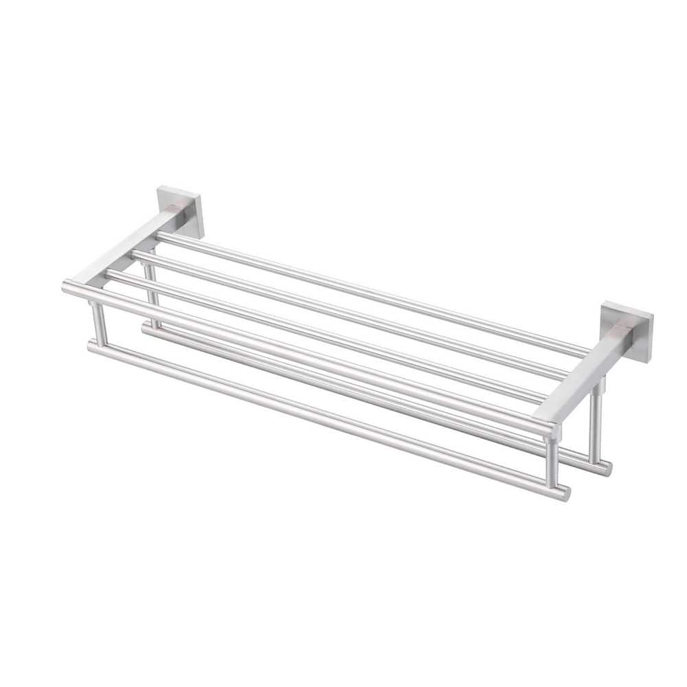 WOWOW 24 in. Wall Mounted Double Towel Bar in Brushed Nickel