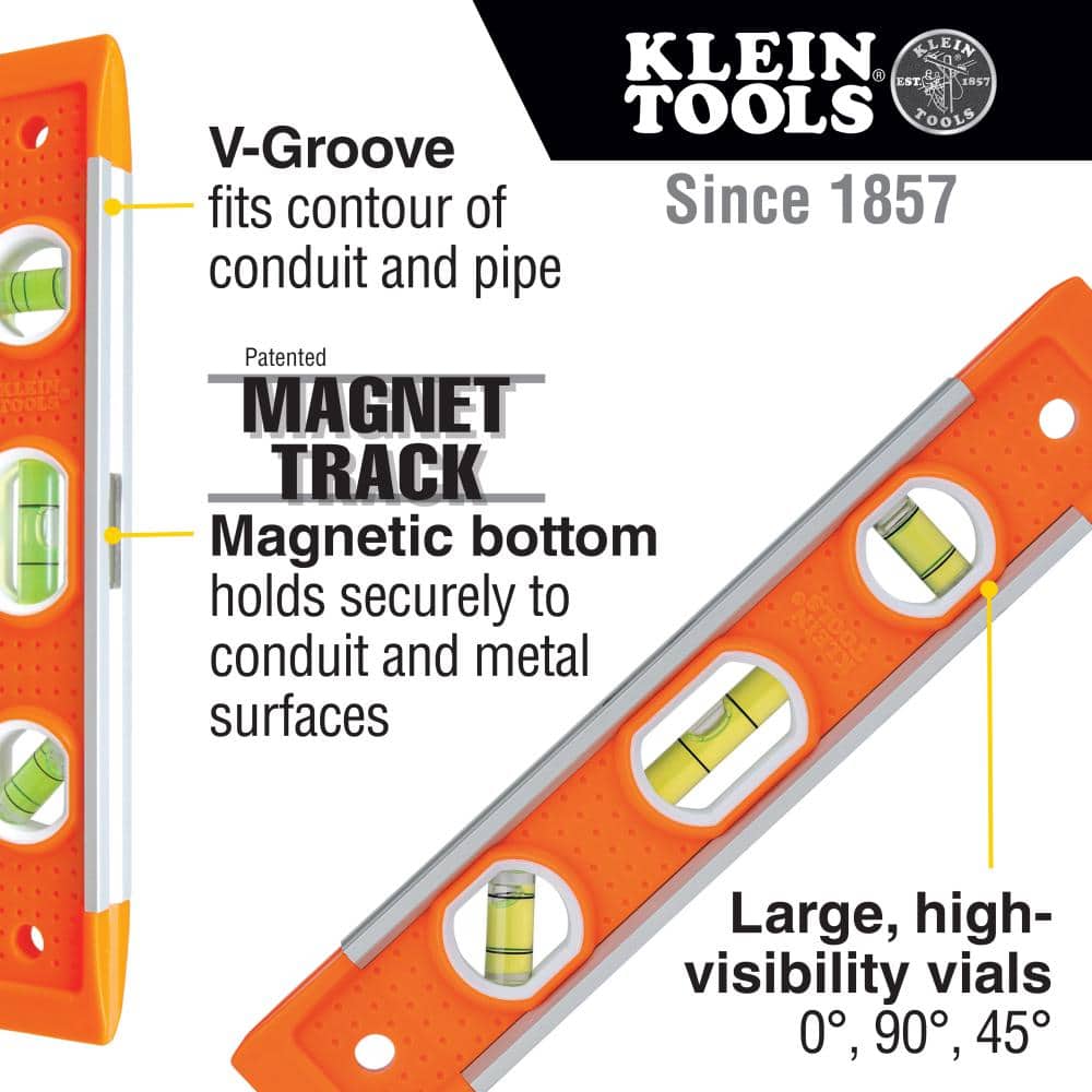 Klein Tools Torpedo Level, 3 Vial, 9-Inch (2)