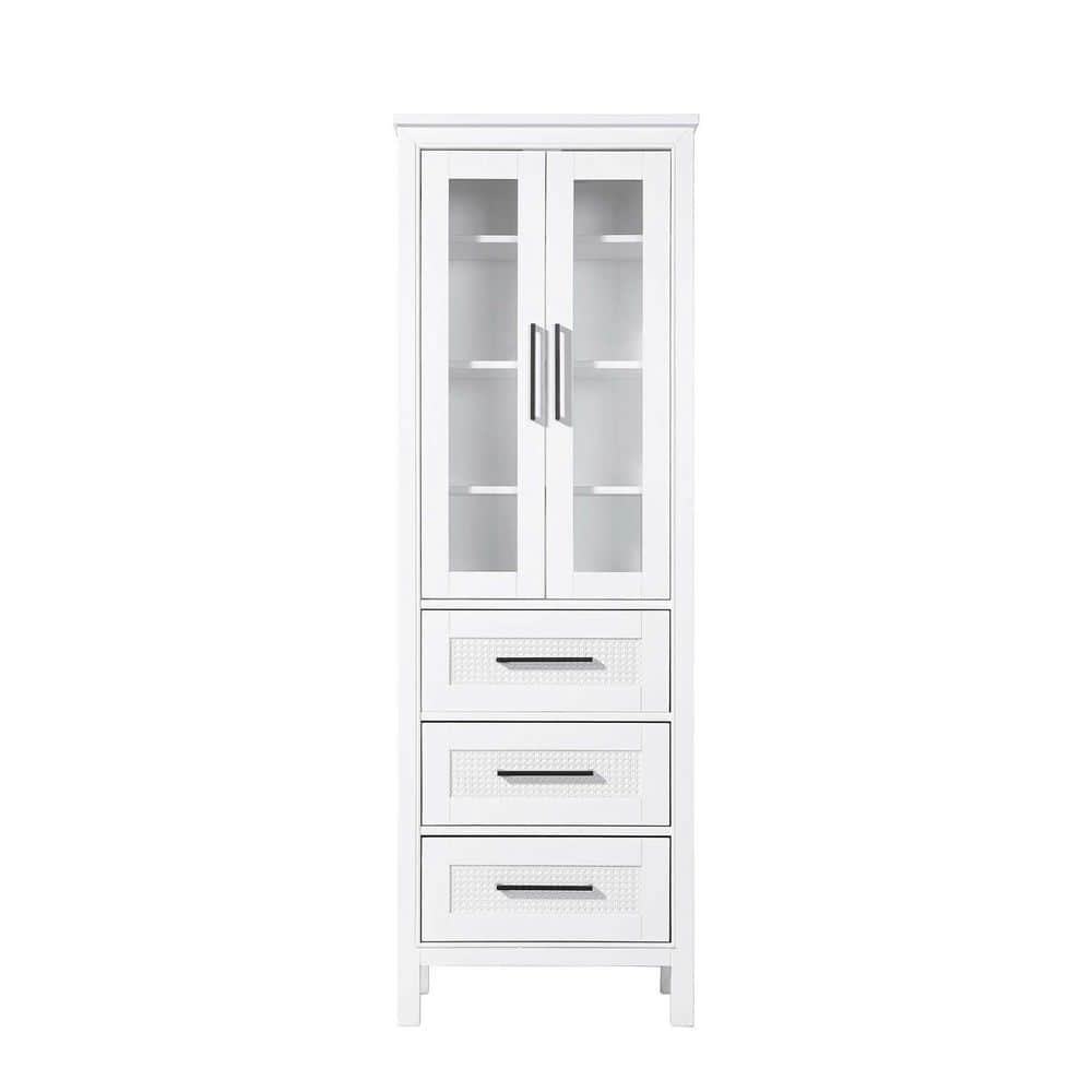 TIMELESS HOME 24 in. W x 18 in. D x 72 in. H White Freestanding Linen Cabinet (1)