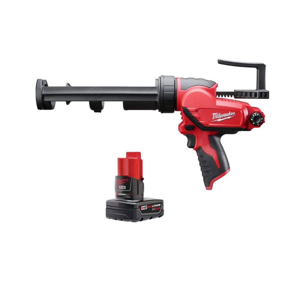 Milwaukee M12 12-Volt Lithium-Ion Cordless 10 oz. Caulk and Adhesive Gun with Free M12 2.0 Ah Battery