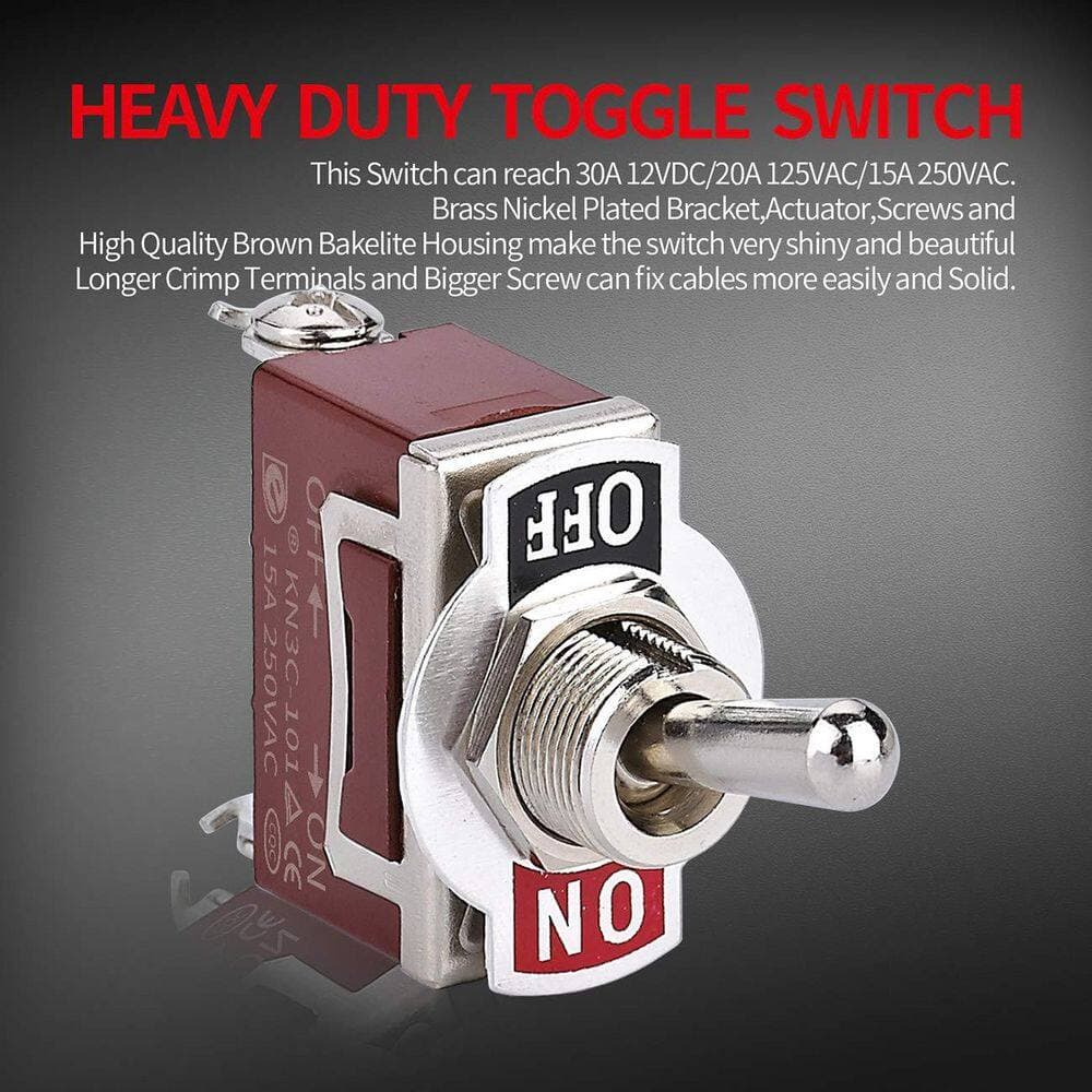 Adrinfly Safety Cover Brass Toggle Switch Guard Red Aircraft 20 Amp 12-Volt Heavy Duty SPST for Car Truck Automotive (2)