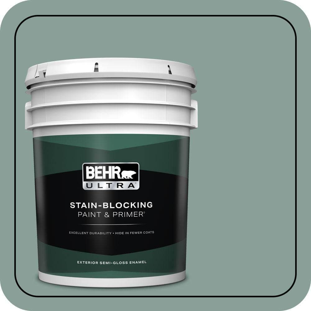 BEHR ULTRA 5 gal. #480F-4 Mermaid Net Semi-Gloss Enamel Exterior Paint & Primer