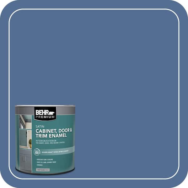 BEHR PREMIUM 1 qt. #M530-6 Charter Blue Satin Enamel Interior/Exterior Cabinet, Door & Trim Paint (2)