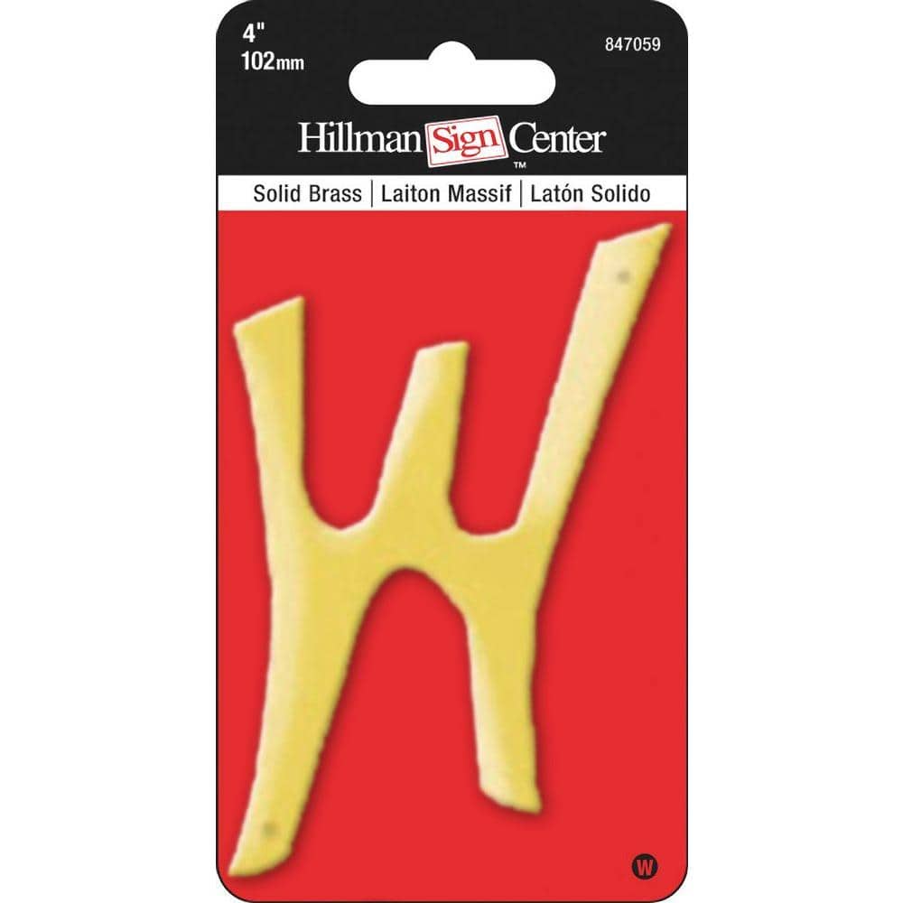 Hillman 4 in. Nail-On Brass Traditional Letter W
