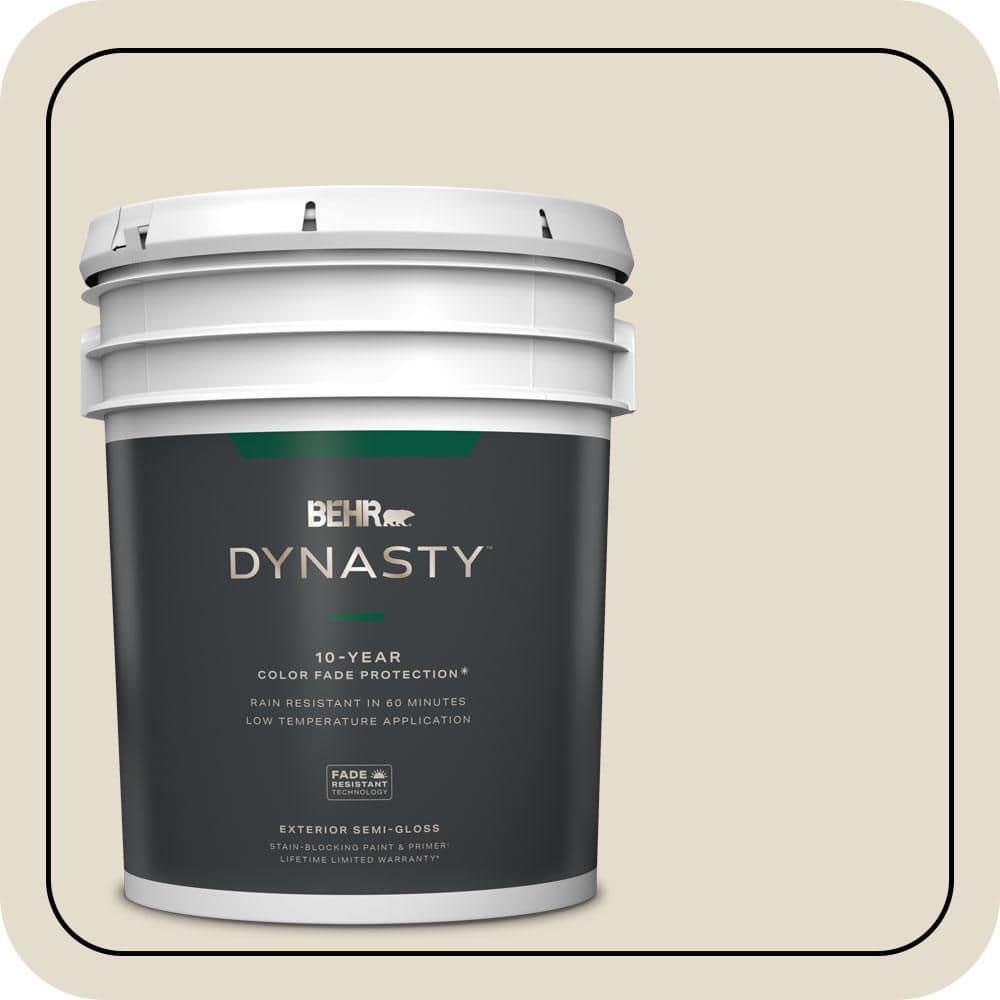 BEHR DYNASTY 5 gal. #MQ3-40 Varnished Ivory Semi-Gloss Exterior Stain-Blocking Paint & Primer