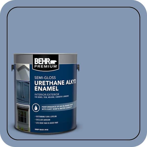 BEHR PREMIUM 1 gal. #S530-4 Jet Set Urethane Alkyd Semi-Gloss Enamel Interior/Exterior Paint (2)