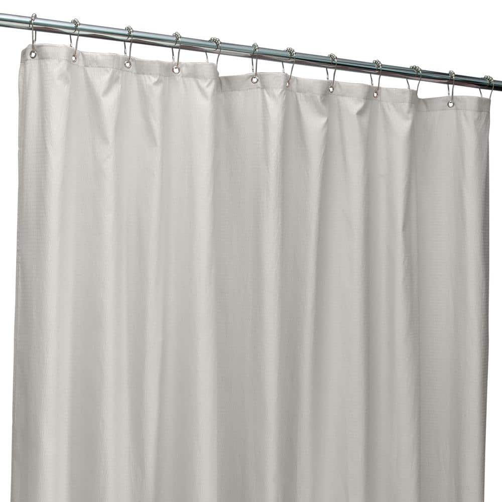 Bath Bliss 70 in. x 72 in. Silver Microfiber Soft Touch Dash Design Shower Curtain Liner (1)