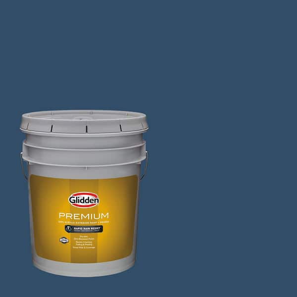 Glidden Premium 5 gal. PPG1163-7 Blueberry Pie Flat Exterior Latex Paint (2)