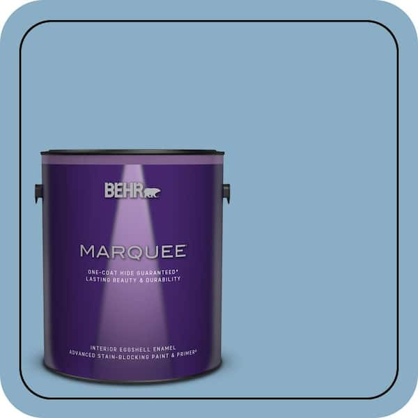 BEHR MARQUEE 1 gal. #S500-4 Chilly Blue One-Coat Hide Eggshell Enamel Interior Paint & Primer (2)