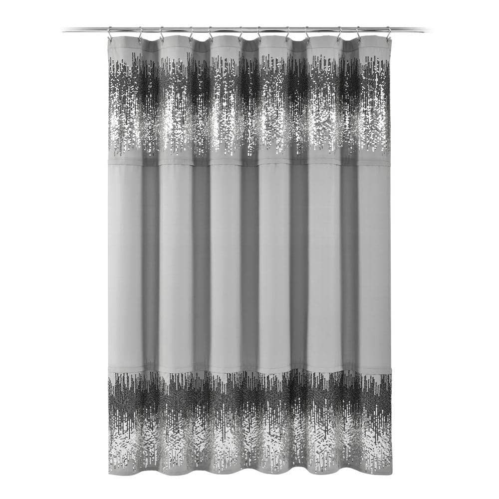 Lush Decor 70 in. x 72 in. Shimmer Sequins Shower Curtain Dark Gray/Black Single