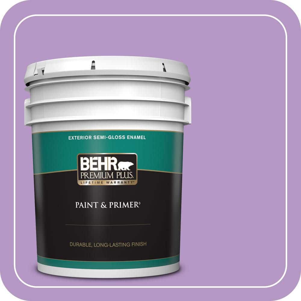 BEHR PREMIUM PLUS 5 gal. #660B-5 Atlantic Tulip Semi-Gloss Enamel Exterior Paint & Primer