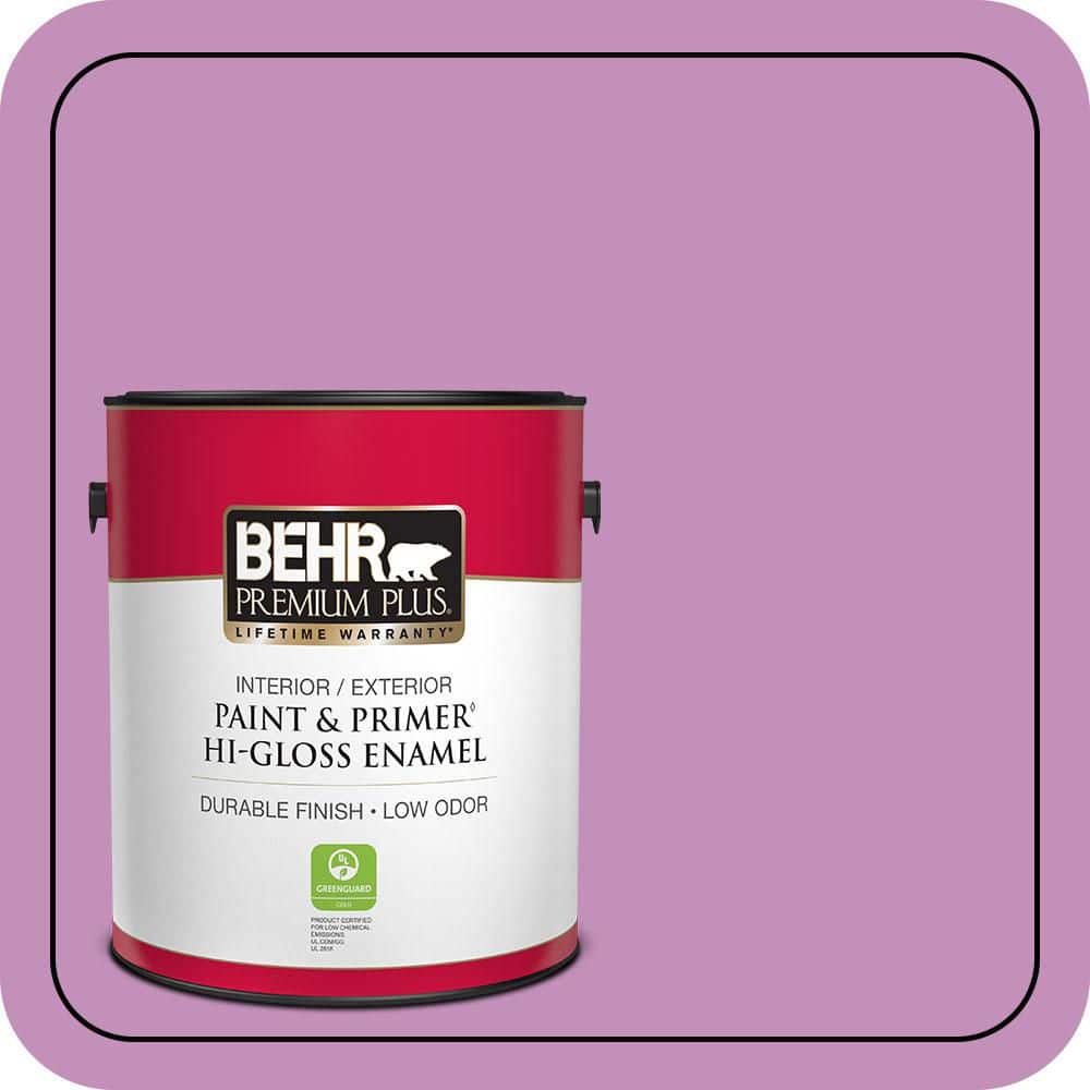 BEHR PREMIUM PLUS 1 gal. #670B-5 Pretty Petunia Hi-Gloss Enamel Interior/Exterior Paint & Primer