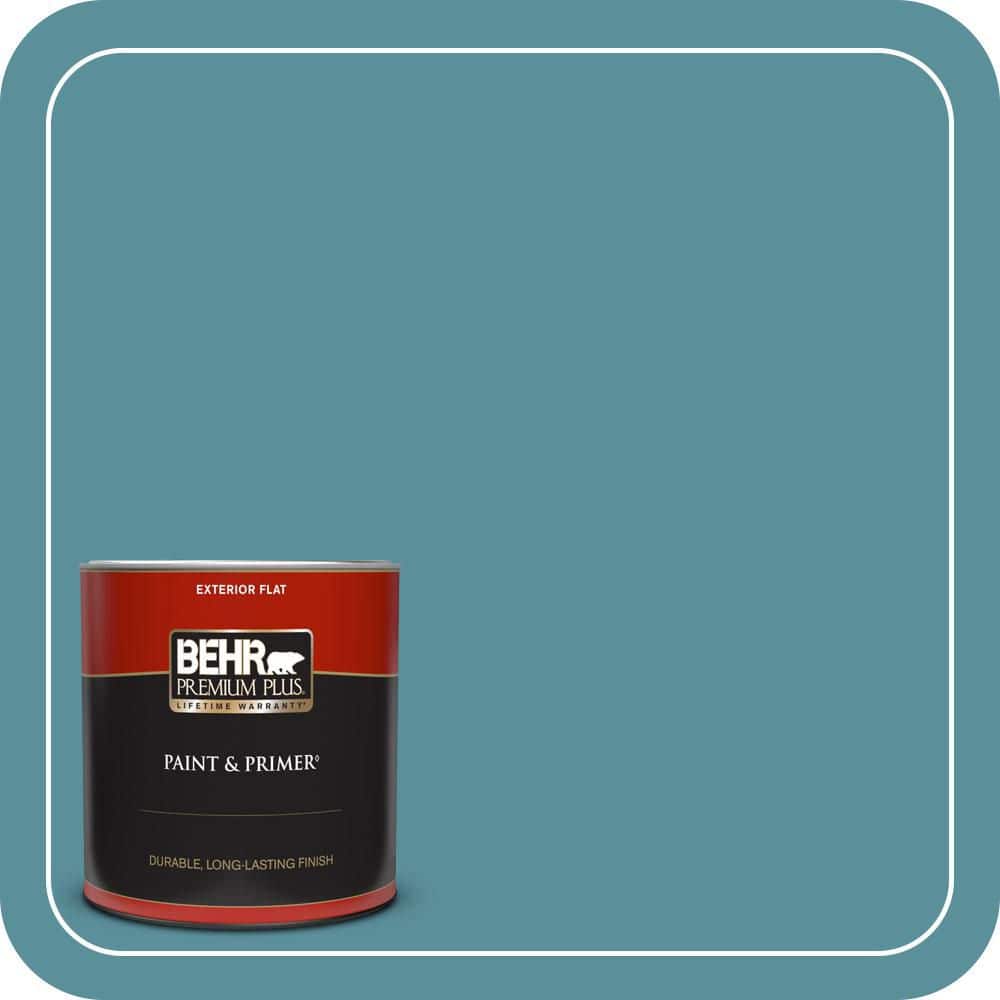 BEHR PREMIUM PLUS 1 qt. #520F-5 Harbor Flat Exterior Paint & Primer (1)