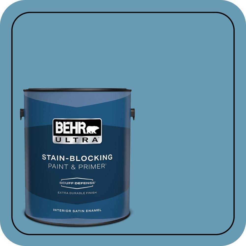 BEHR ULTRA 1 gal. #S490-4 Yacht Blue Extra Durable Satin Enamel Interior Paint & Primer