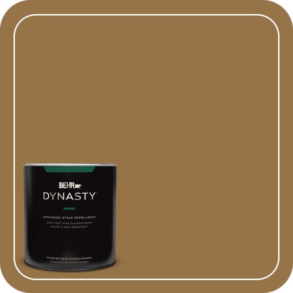 BEHR DYNASTY 1 qt. #S300-7 Rococo Gold Semi-Gloss Enamel Interior Stain-Blocking Paint and Primer