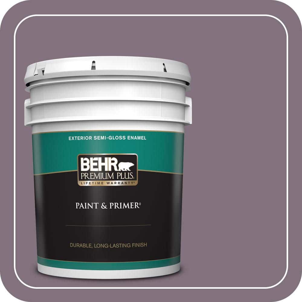 BEHR PREMIUM PLUS 5 gal. #690F-6 Wine Frost Semi-Gloss Enamel Exterior Paint & Primer