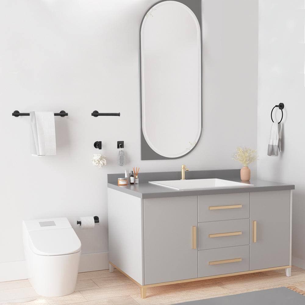 TCYO 9-Piece Bath Hardware Set with Mounting Hardware in Matte Black (2)