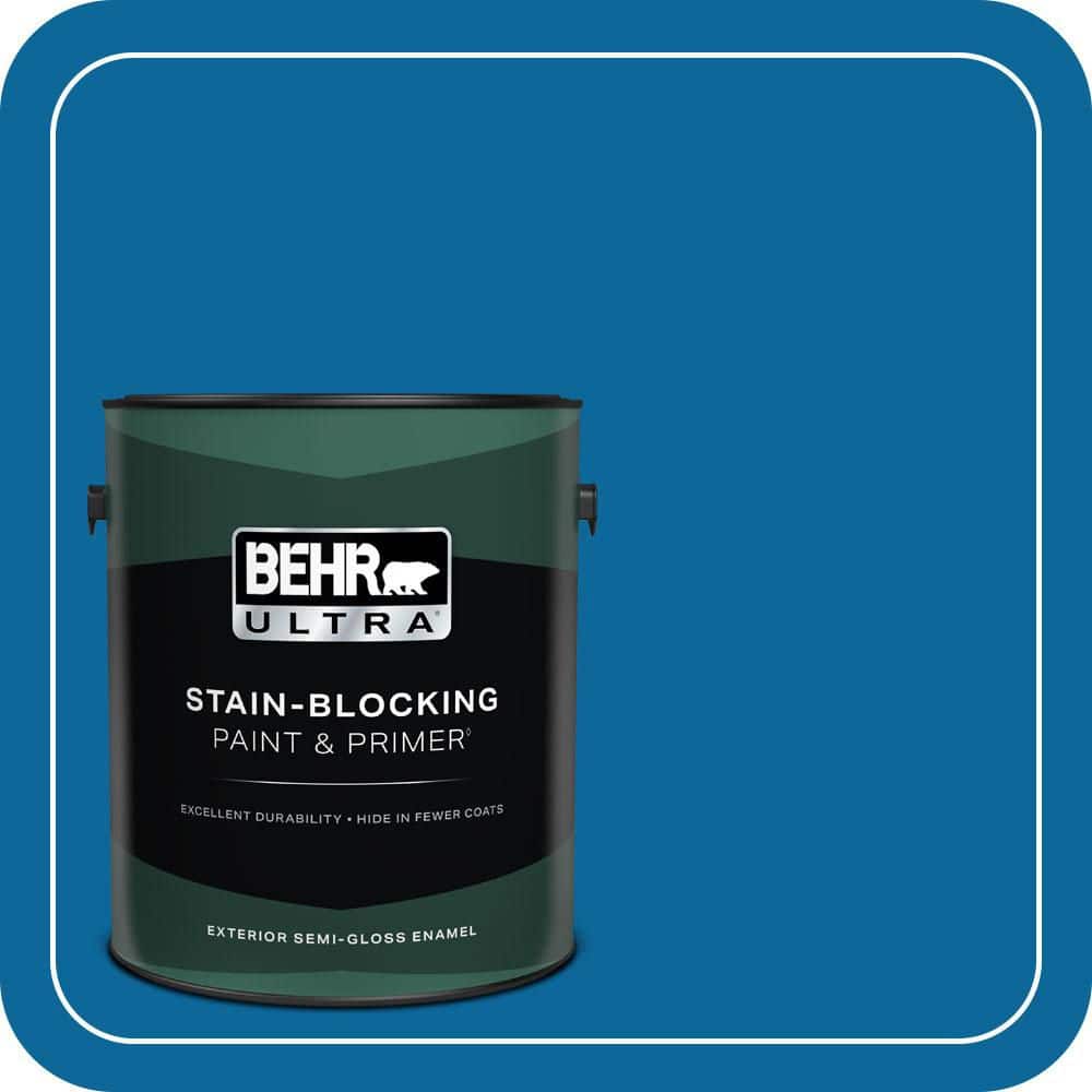 BEHR ULTRA 1 gal. #MQ4-58 Mondrian Blue Semi-Gloss Enamel Exterior Paint & Primer