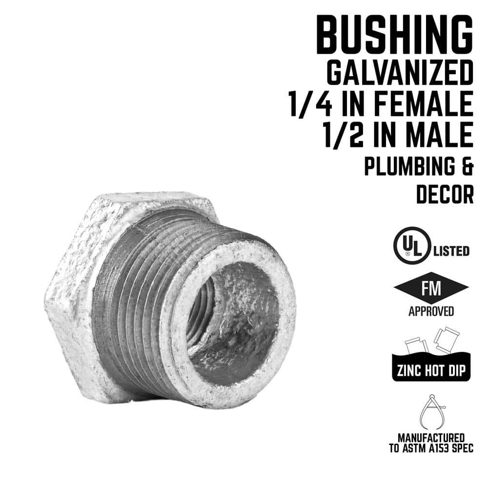 PIPE DECOR 1/2 in. 1/4 in. Iron Galvanized Bushing (3)