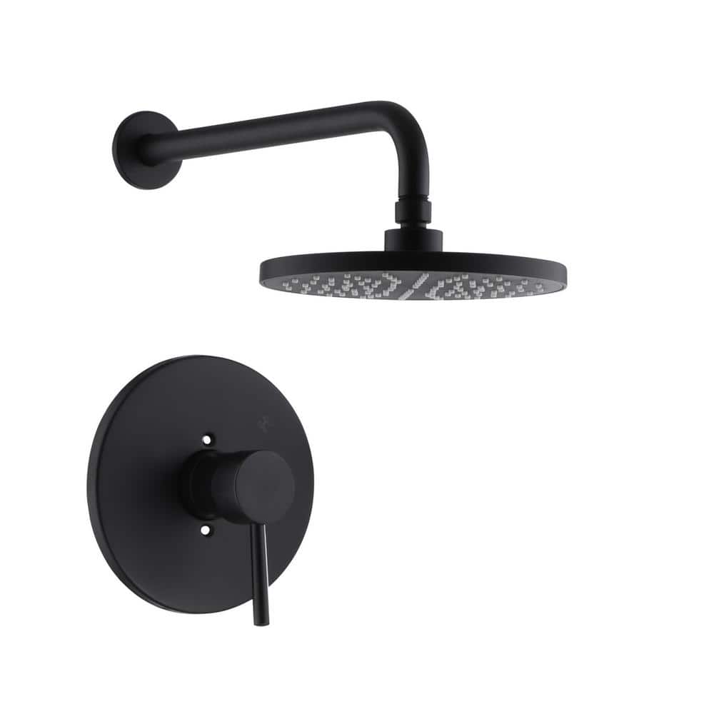 Ultra Faucets Kree Single Handle 1-Spray Shower Faucet 1.8 GPM with Pressure Balance, Anti Scald in Matte Black (Valve Included)