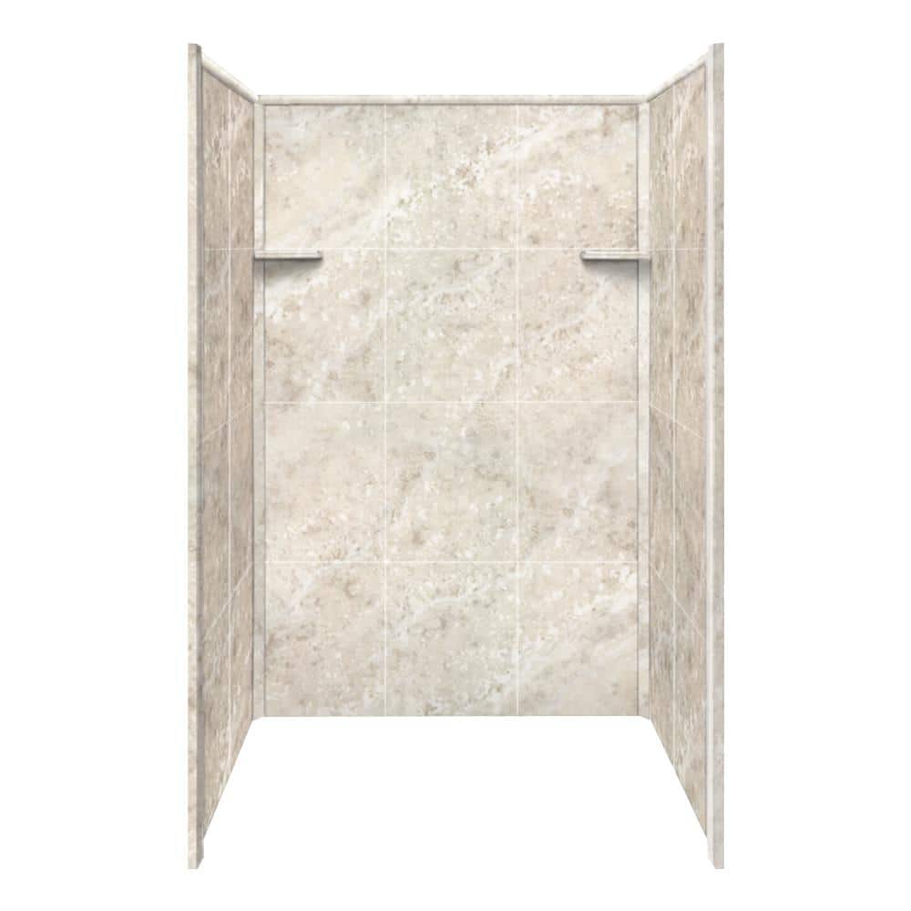 Transolid Studio 48 in. W x 72 in. H x 36 in. D 3-Piece Glue Up Alcove Shower Wall Surrounds in Silver Mocha (2)