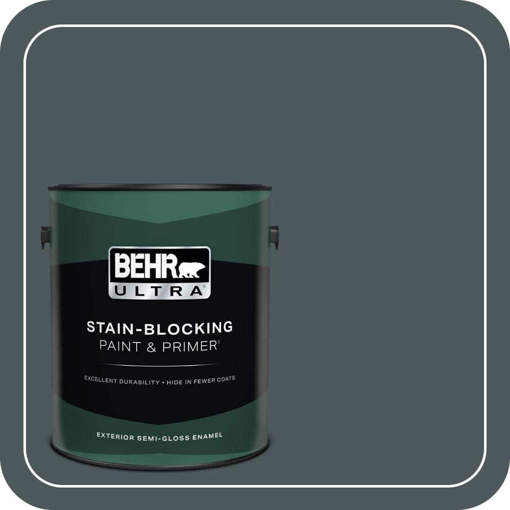 BEHR ULTRA 1 gal. #N470-7 Submarine Gray Semi-Gloss Enamel Exterior Paint & Primer