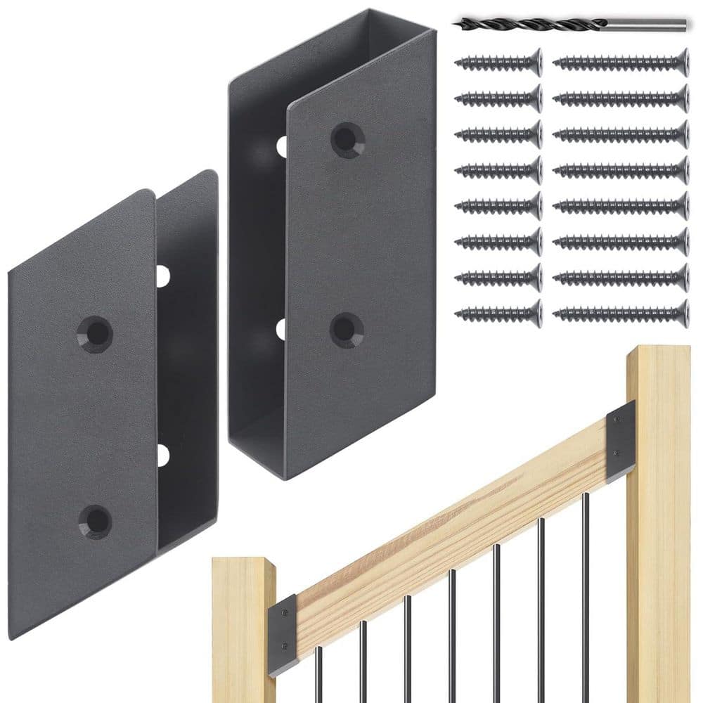Afoxsos 30° Stair Stainless Steel Deck Railing Brackets Connectors for 2x4 Wood Post with Concealed Design 2 Pair (1)