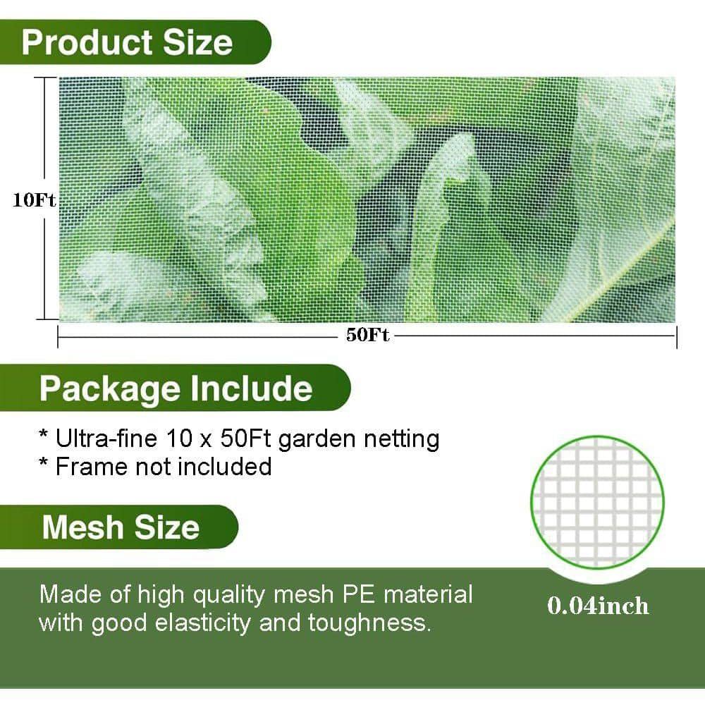 KIWDZFU Garden Netting 10 x 50 ft. Ultra Fine Mesh 60 Mesh Per Inch for Cicadas Bird and Animal Protection Garden Plants (2)