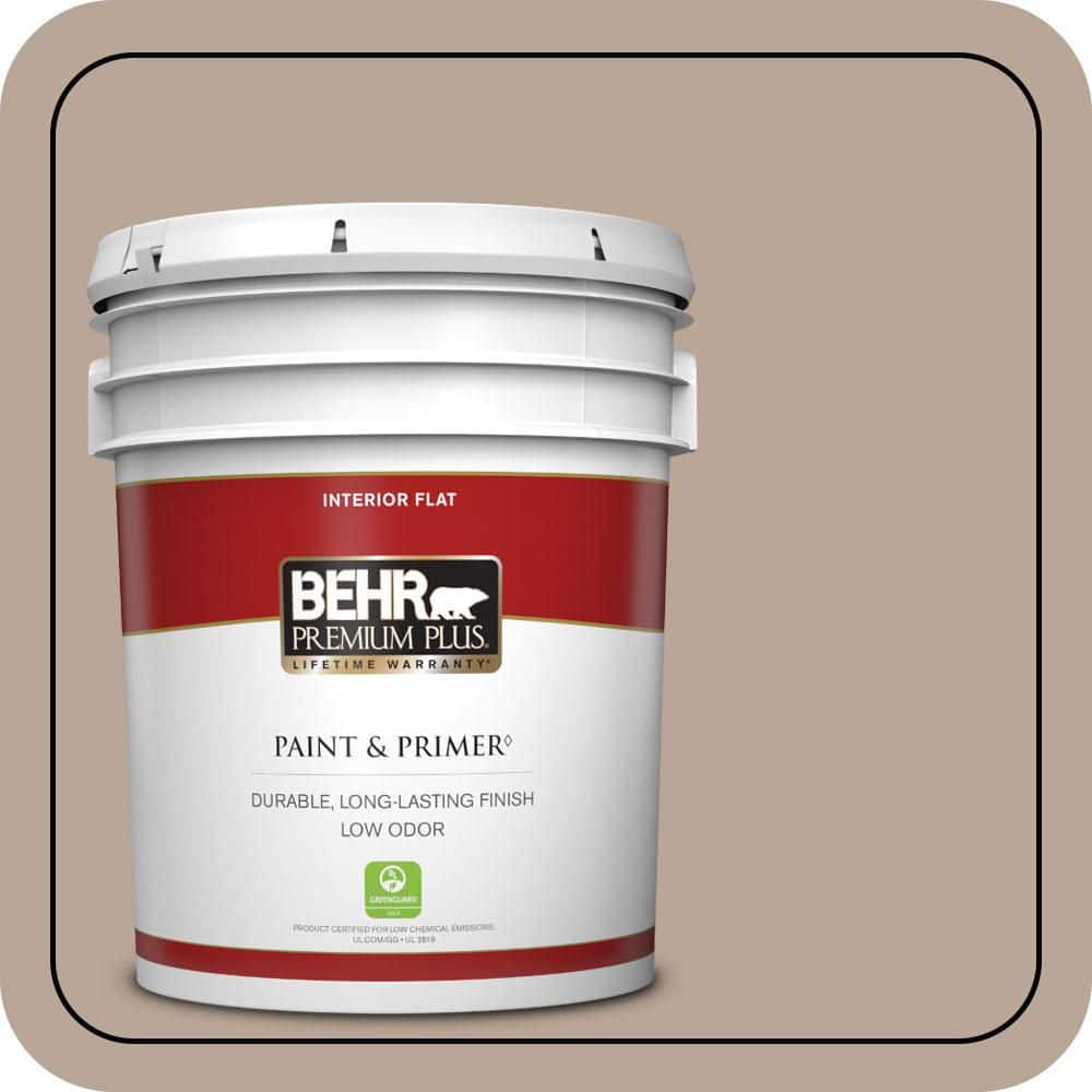 BEHR PREMIUM PLUS 5 gal. #MQ2-37 Eiffel For You Flat Low Odor Interior Paint & Primer
