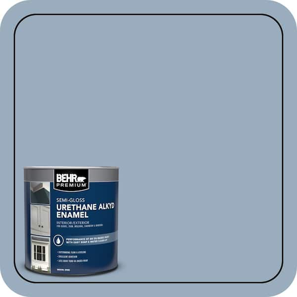 BEHR PREMIUM 1 qt. #S510-3 Ombre Blue Semi-Gloss Enamel Urethane Alkyd Interior/Exterior Paint (2)