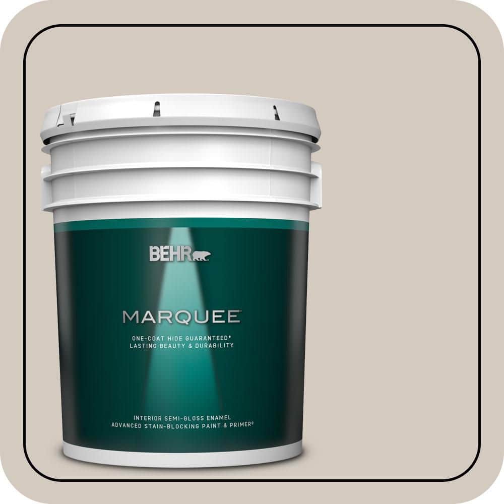 BEHR MARQUEE 5 gal. #N220-2 Ashen Tan Semi-Gloss Enamel Interior Paint & Primer