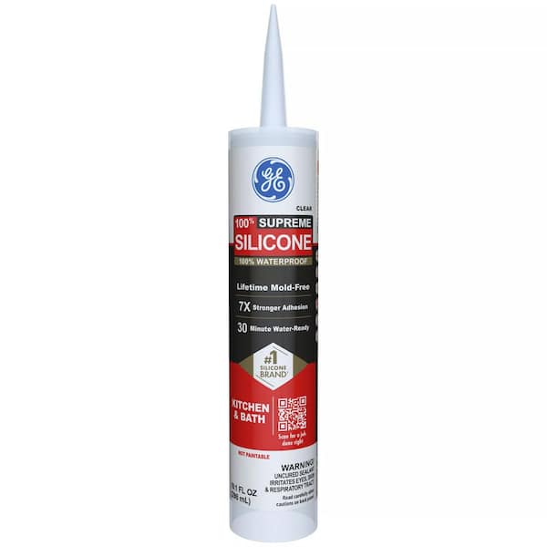 GE Supreme Silicone Caulk 10.1 oz Kitchen and Bath Sealant Clear