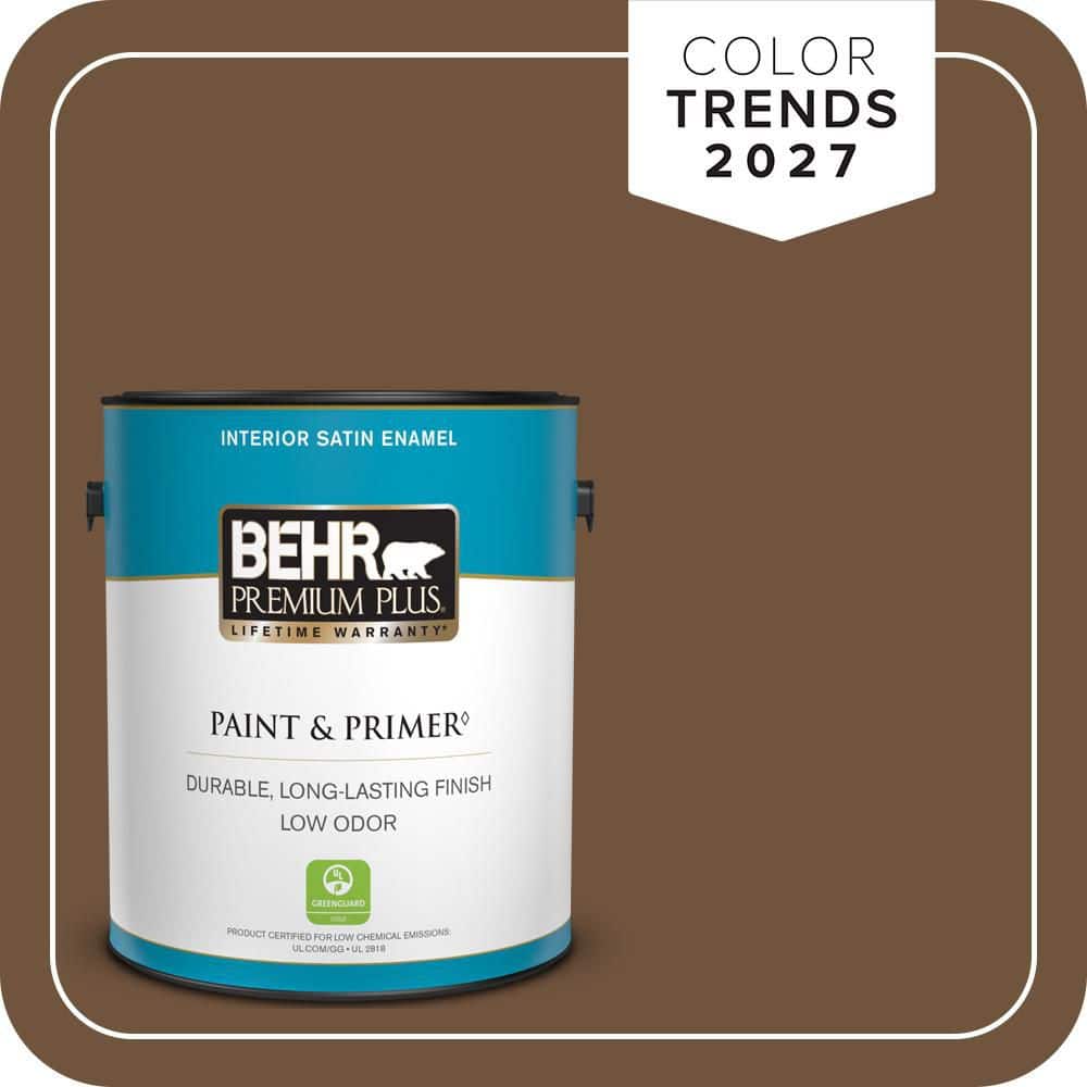 BEHR PREMIUM PLUS 1 gal. #PPU4-20 Ancient Root Satin Enamel Low Odor Interior Paint & Primer