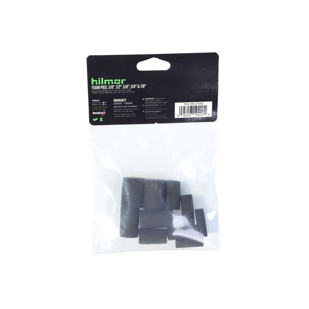 HILMOR 3/8 in. -7/8 in. (2 of Each Size) Lineset Cleaner Foam Pigs (10-Pack) (3)