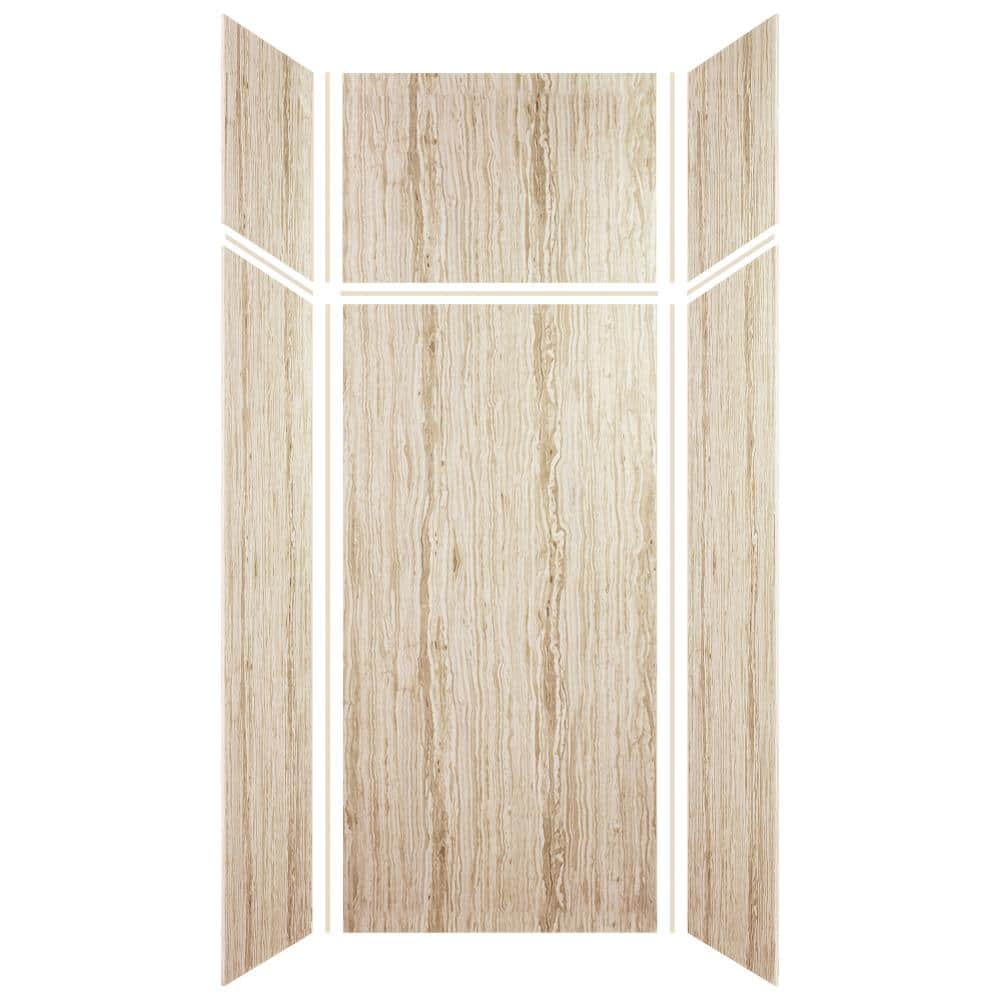 Transolid Expressions 36 in. x 36 in. x 96 in. 4-Piece Easy Up Adhesive Alcove Shower Wall Surround in Sorento (2)