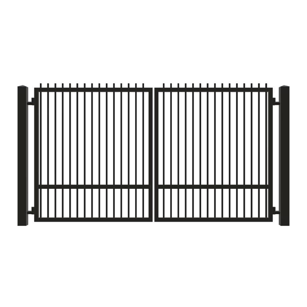 Unbranded Driveway Gate — Swing, Center, Finials, Single, Black — 138"W x 72"H (1)