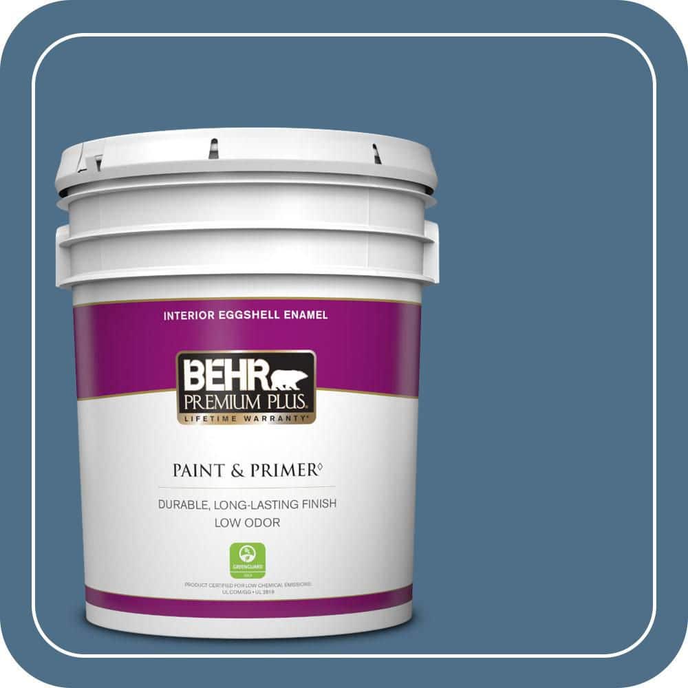 BEHR PREMIUM PLUS 5 gal. #570D-6 Neptune Blue Eggshell Enamel Low Odor Interior Paint & Primer
