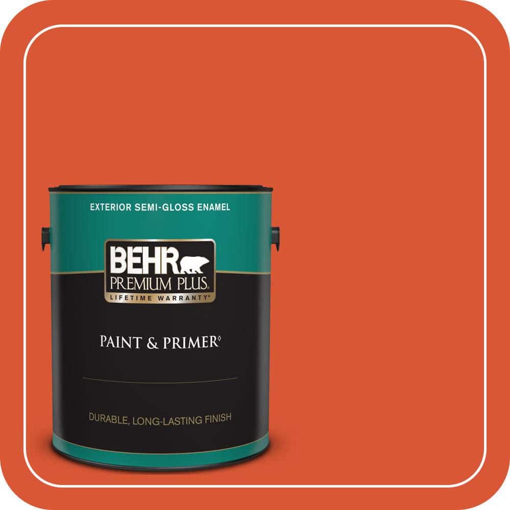 BEHR PREMIUM PLUS 1 gal. #P190-7 Inferno Semi-Gloss Enamel Exterior Paint & Primer