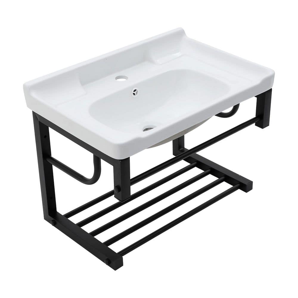 Coporesell 23.75 in. x 15.75 in. Wall-Mounted Rectangular Bathroom Ceramic Sink in White (1)