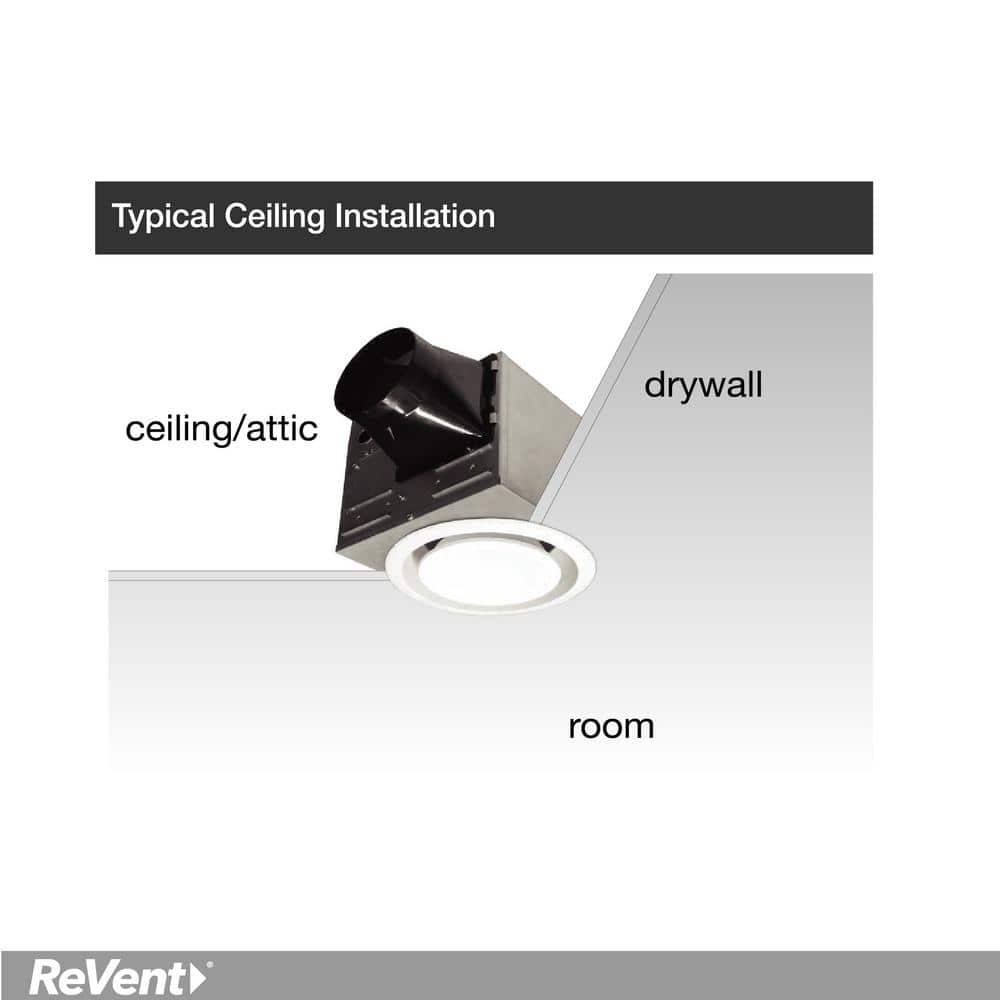 ReVent 50-80 Adjustable CFM Easy Install Ceiling Bathroom/Bath Exhaust Fan and Recessed Light w/5 Level LED Temp,Energy Star (4)