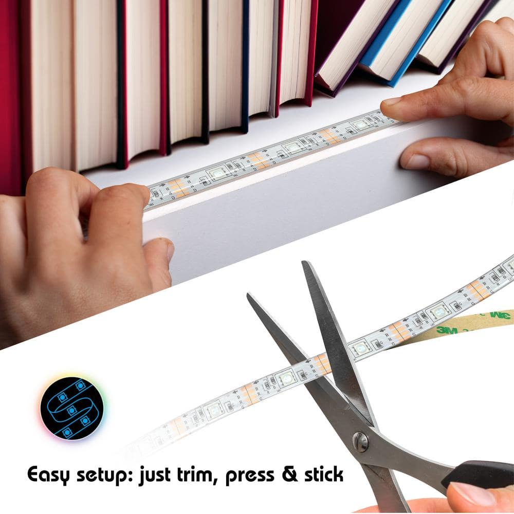Tzumi Aura LED 10-Watt Equivalent 16 ft. Wifi Enabled Smart LED Night Light Strip  (1-Strip) (4)