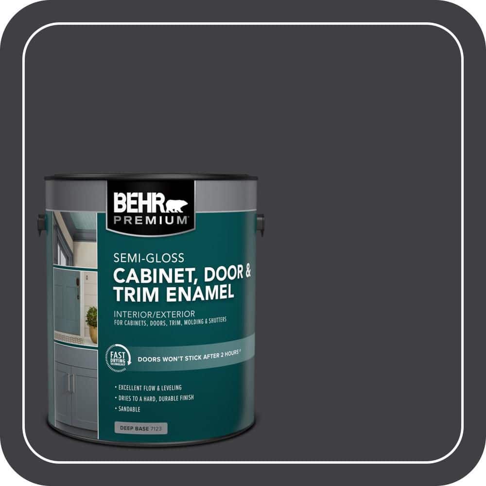 BEHR PREMIUM 1 gal. #HDC-MD-04 Totally Black Semi-Gloss Enamel Interior/Exterior Cabinet, Door & Trim Paint (1)