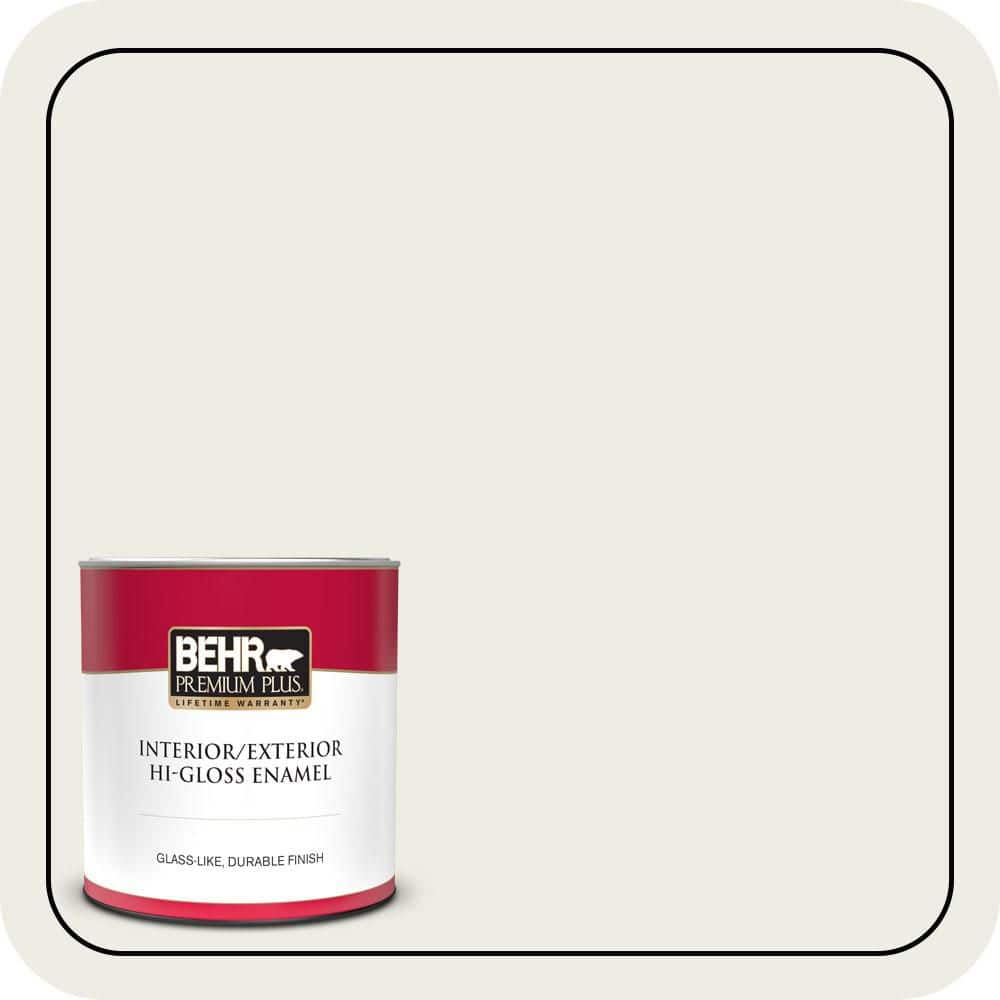 BEHR PREMIUM PLUS 1 qt. Designer Collection #DC-013 Harmonious White Hi-Gloss Enamel Interior/Exterior Paint & Primer (1)