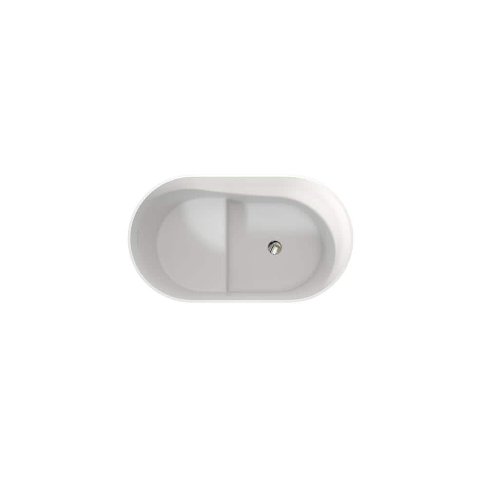 Boyel Living 39.37 in. x 22.24 in. Solid Surface Stone Resin Flatbottom Freestanding Non-Slipper Soaking Bathtub in Matte White (2)