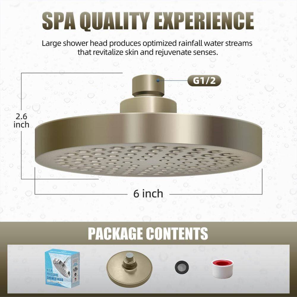 Wudkey 1-Piecee Round High Pressure Shower Head Included Anti-Clogging Silicone Nozzles Adjustable Replacement (4)