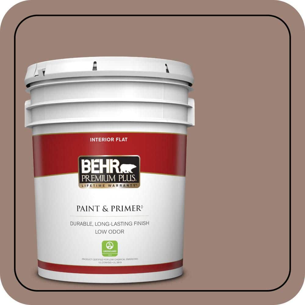 BEHR PREMIUM PLUS 5 gal. #N150-4 Modern Mocha Flat Low Odor Interior Paint & Primer