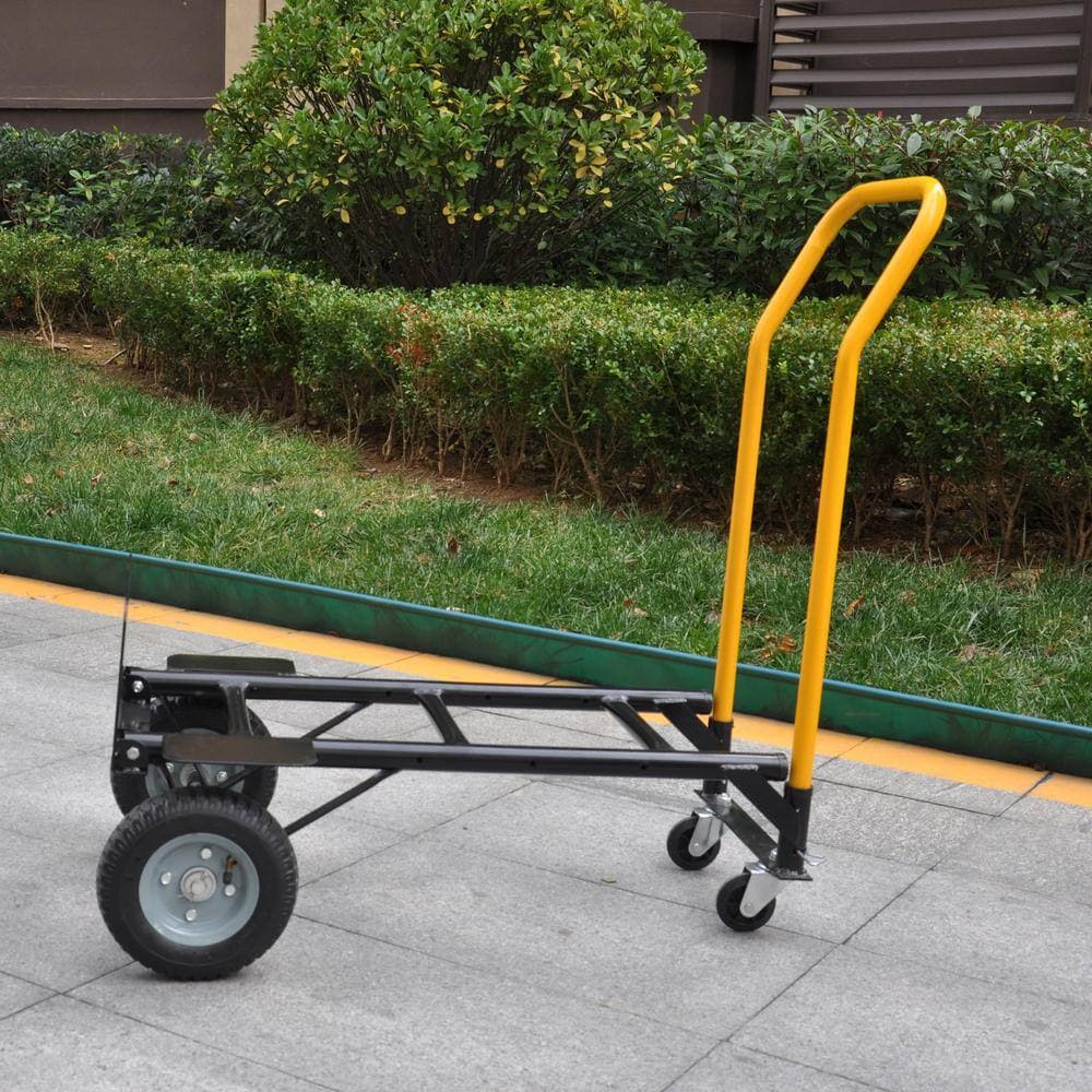 Unbranded 4 cu. ft. Metal Hand Truck Dual Purpose 2 Wheel Dolly Cart & 4 Wheel Push Cart with Swivel Wheels, 330 lbs. Garden Cart (2)