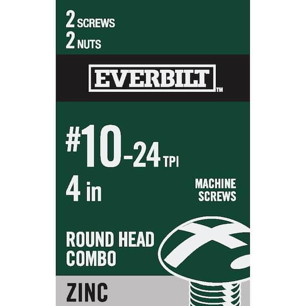 Everbilt #10-24 x 4 in. Combo Round Head Zinc Plated Machine Screw (2-Pack) (2)