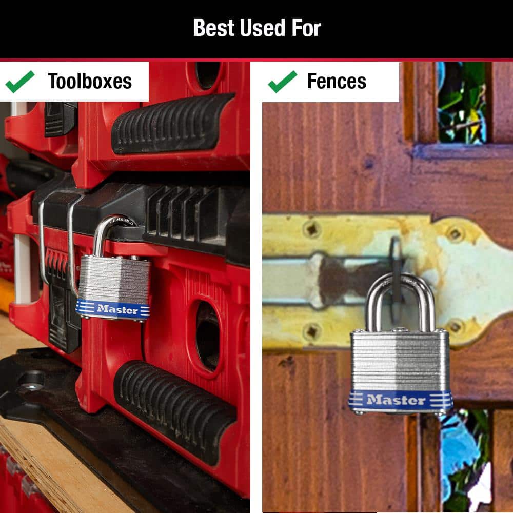 Master Lock Outdoor Padlock with Key, 1-9/16 in. Wide (3)
